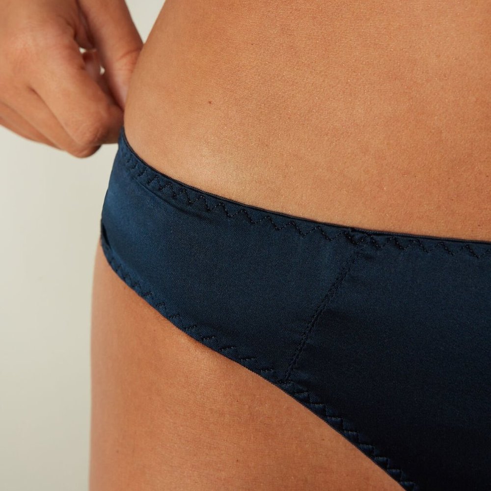 Intimissimi Deep Blue Silk Cheeky Briefs